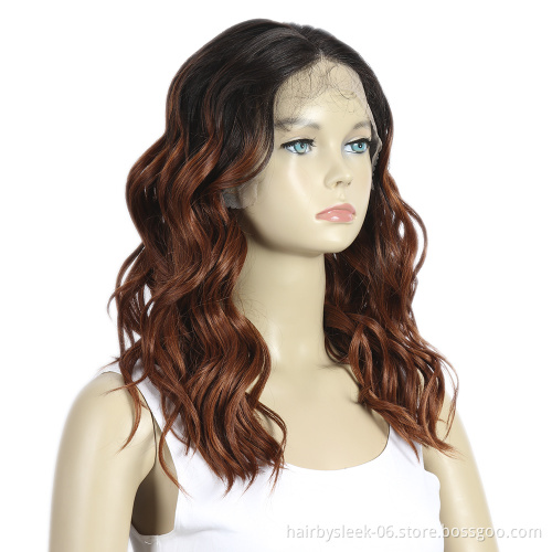 Rebecca fashion 18 inches competitive price Middle Part Lace Front Deep Loose Wave Wig Heat Resistant Fiber Synthetic Hair Wigs